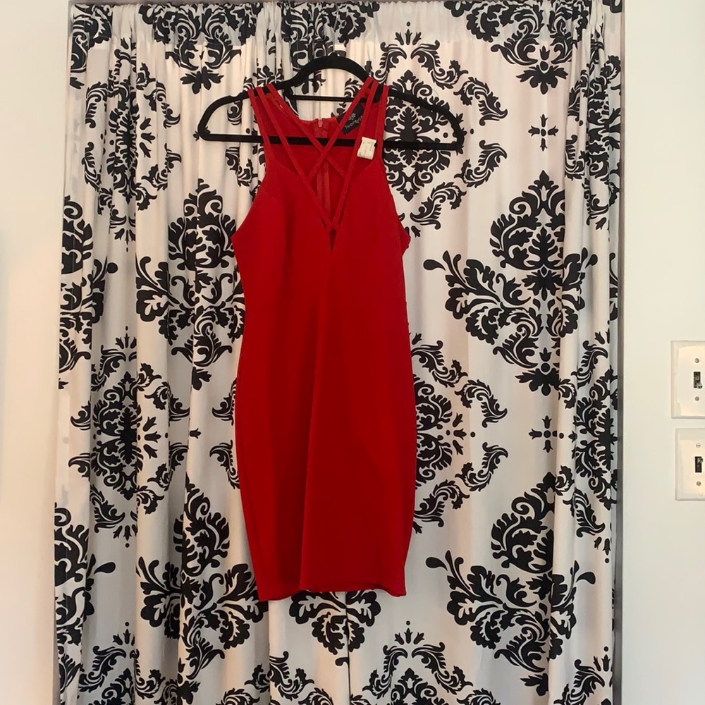 Strappy front mini bodycon dress